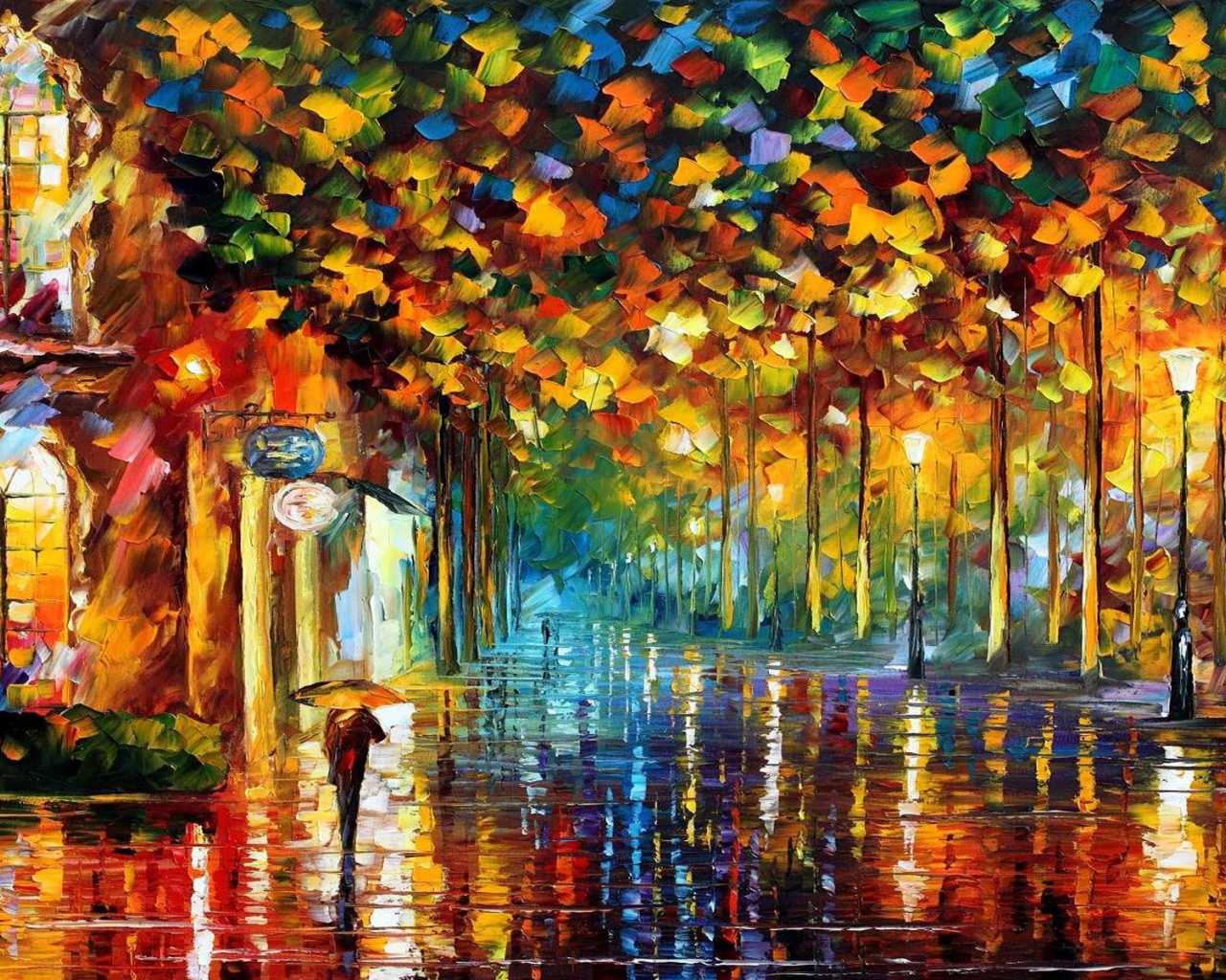 Autumn Street Painting Art