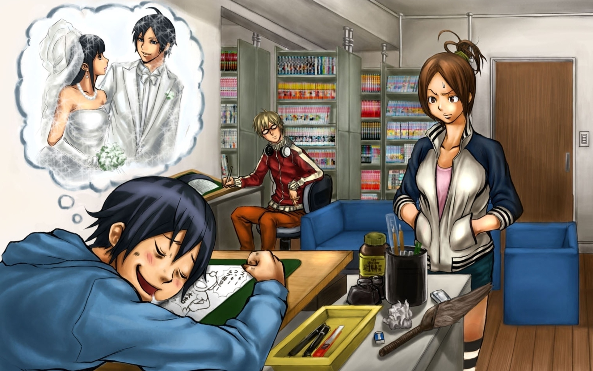 Bakuman Mashiro Moritaka Akito Takagi Kaya Miyoshi Miho Azuki Dream Marriage Anime