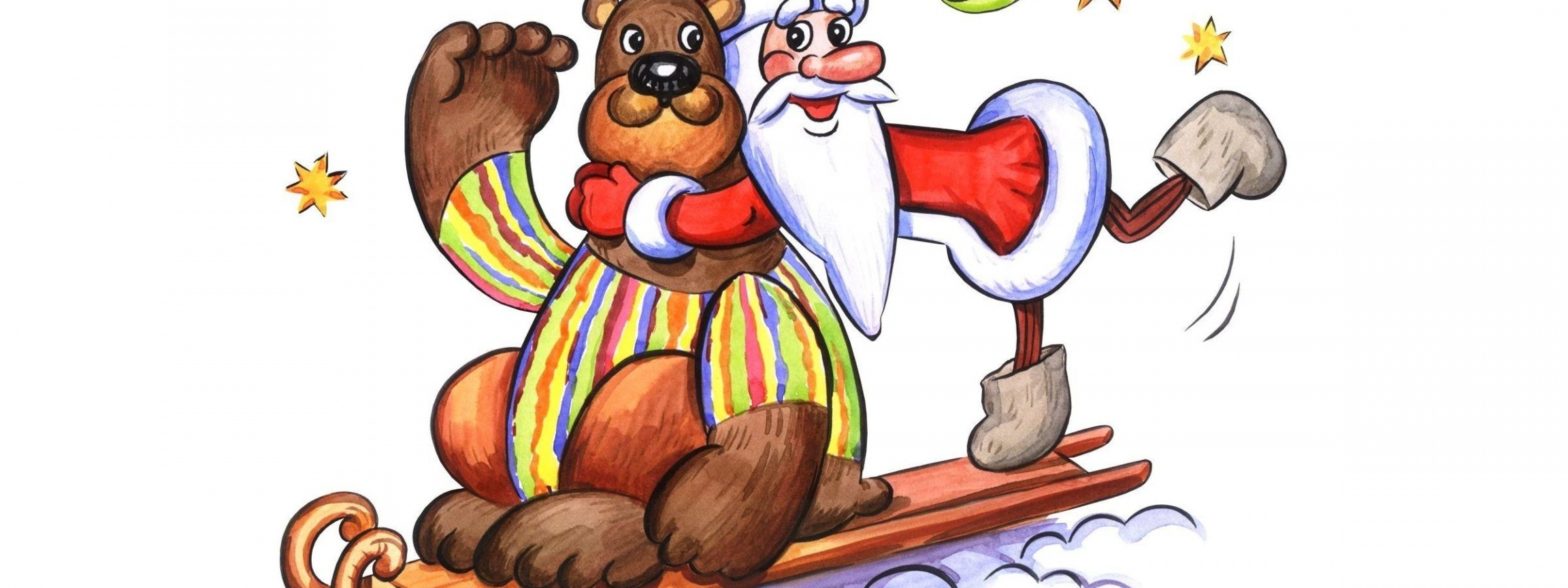 Bear Santa Claus Greeting Card Star