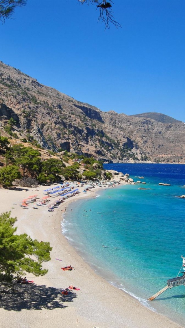 Beautiful Beach Boat Greece Nature Landscapes