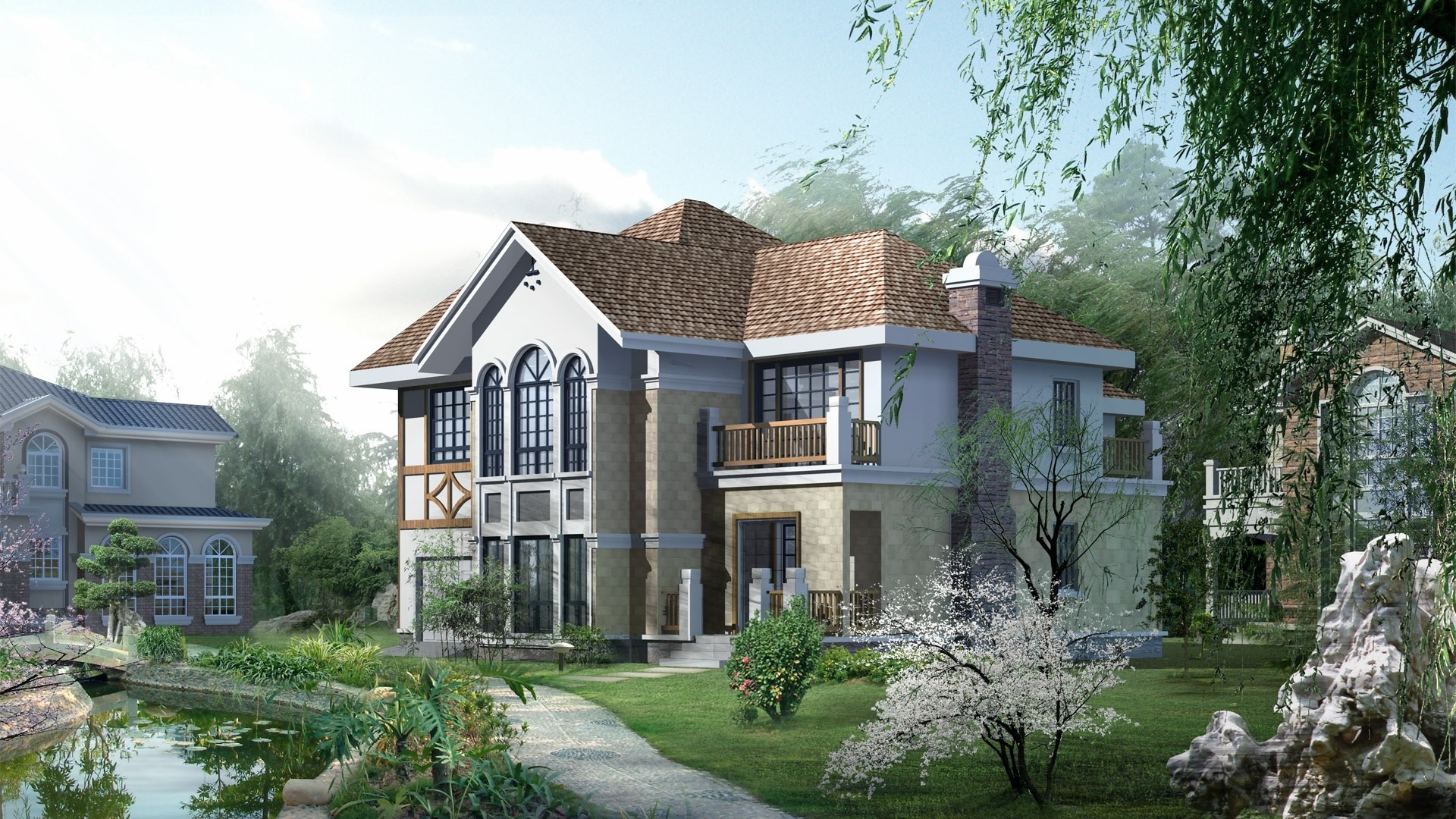 Beautiful House D Rendered Model