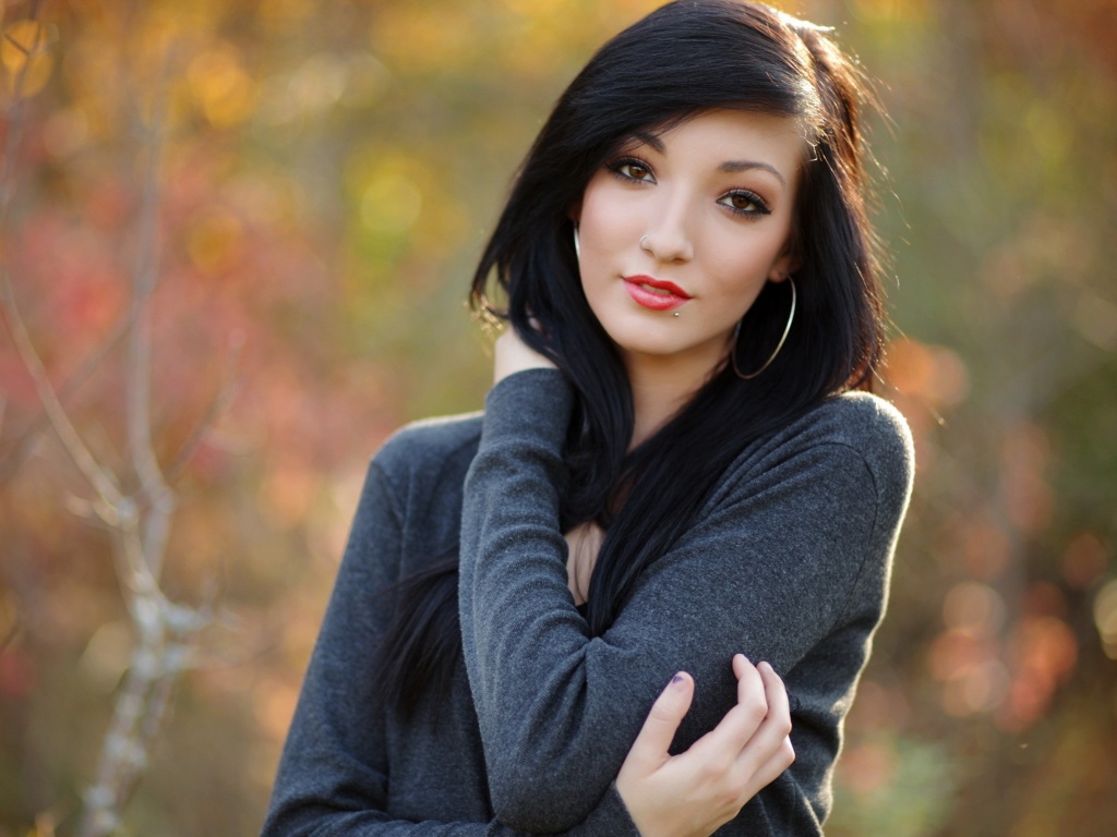 Beauty Brunette Piercing Portrait