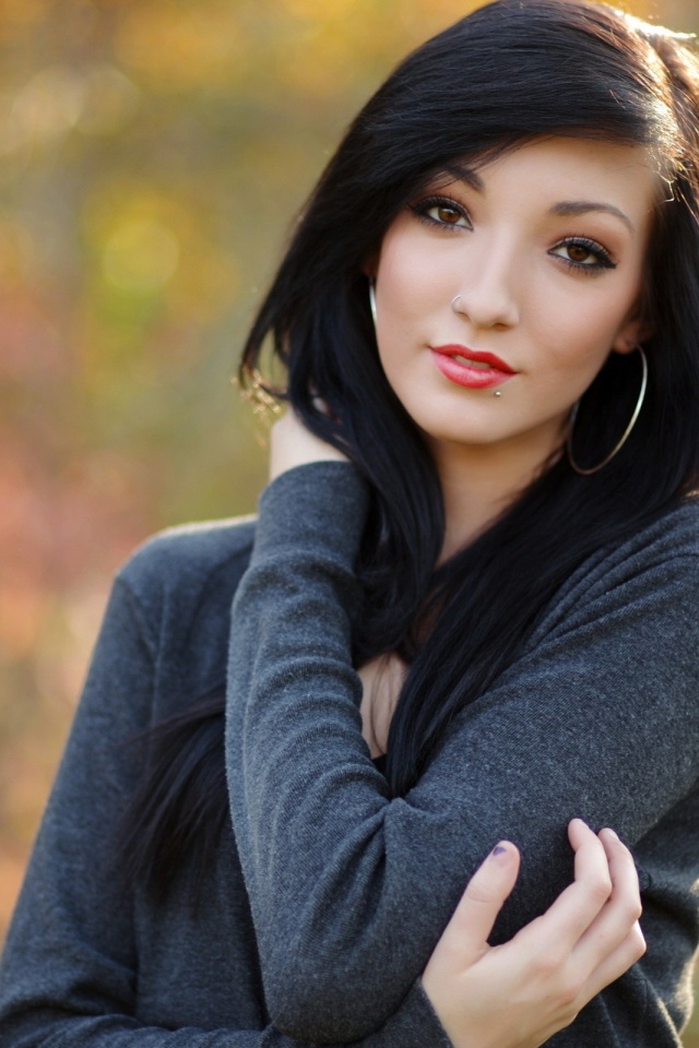 Beauty Brunette Piercing Portrait