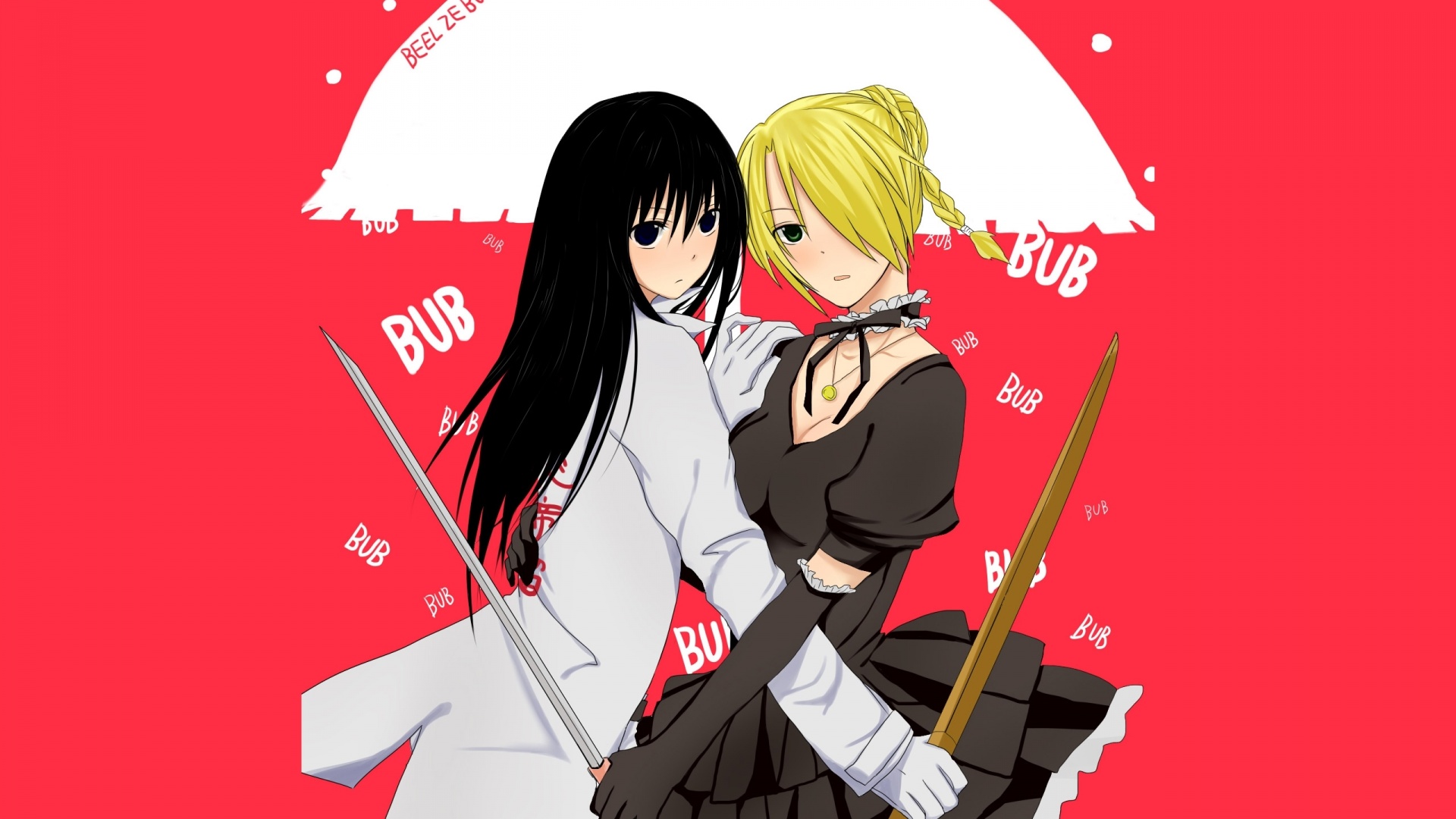 Beelzebub Girl Umbrella Hug Anime Wallpaper