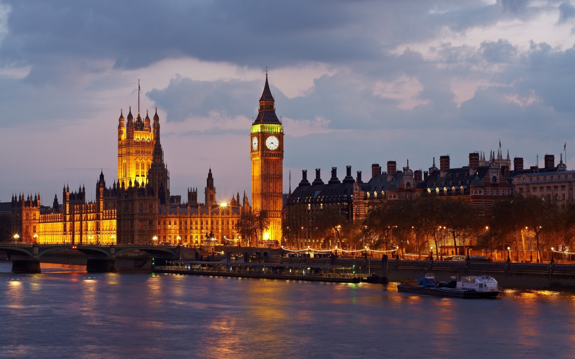 Big Ben Great Britain England London Westminster Palace River Thames City Evening