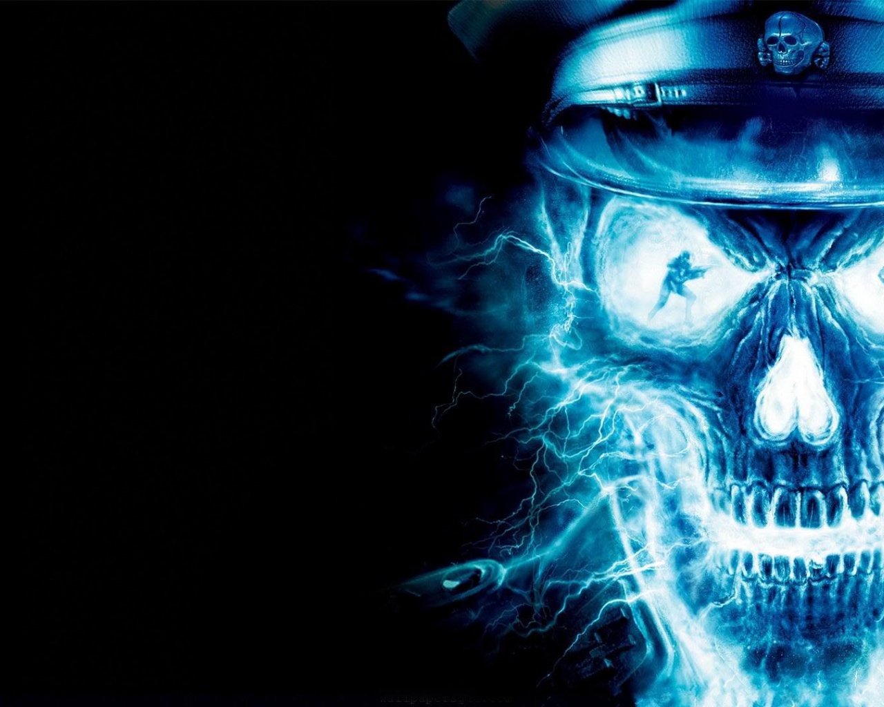 Blue Neon Skull Officer