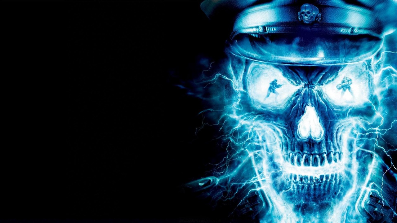 Blue Neon Skull Officer