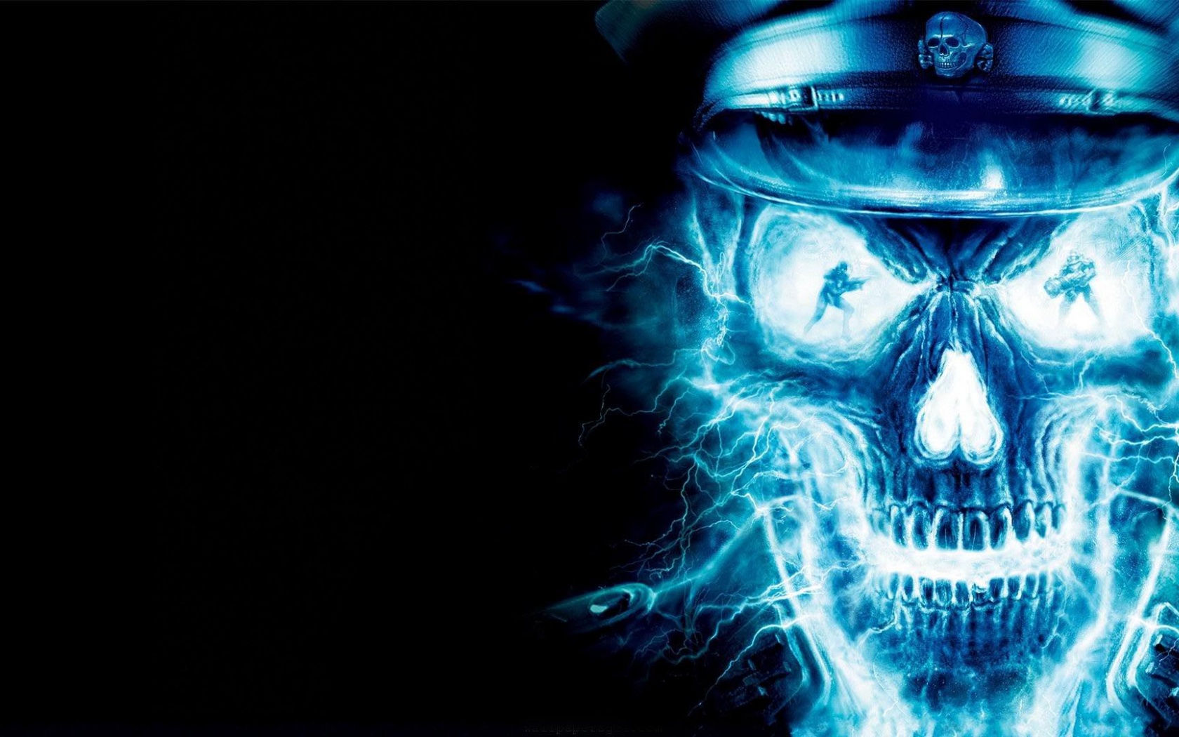 Blue Neon Skull Officer