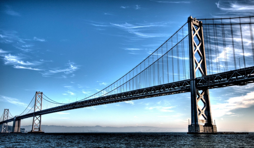 Bridge Water Mountains Sky