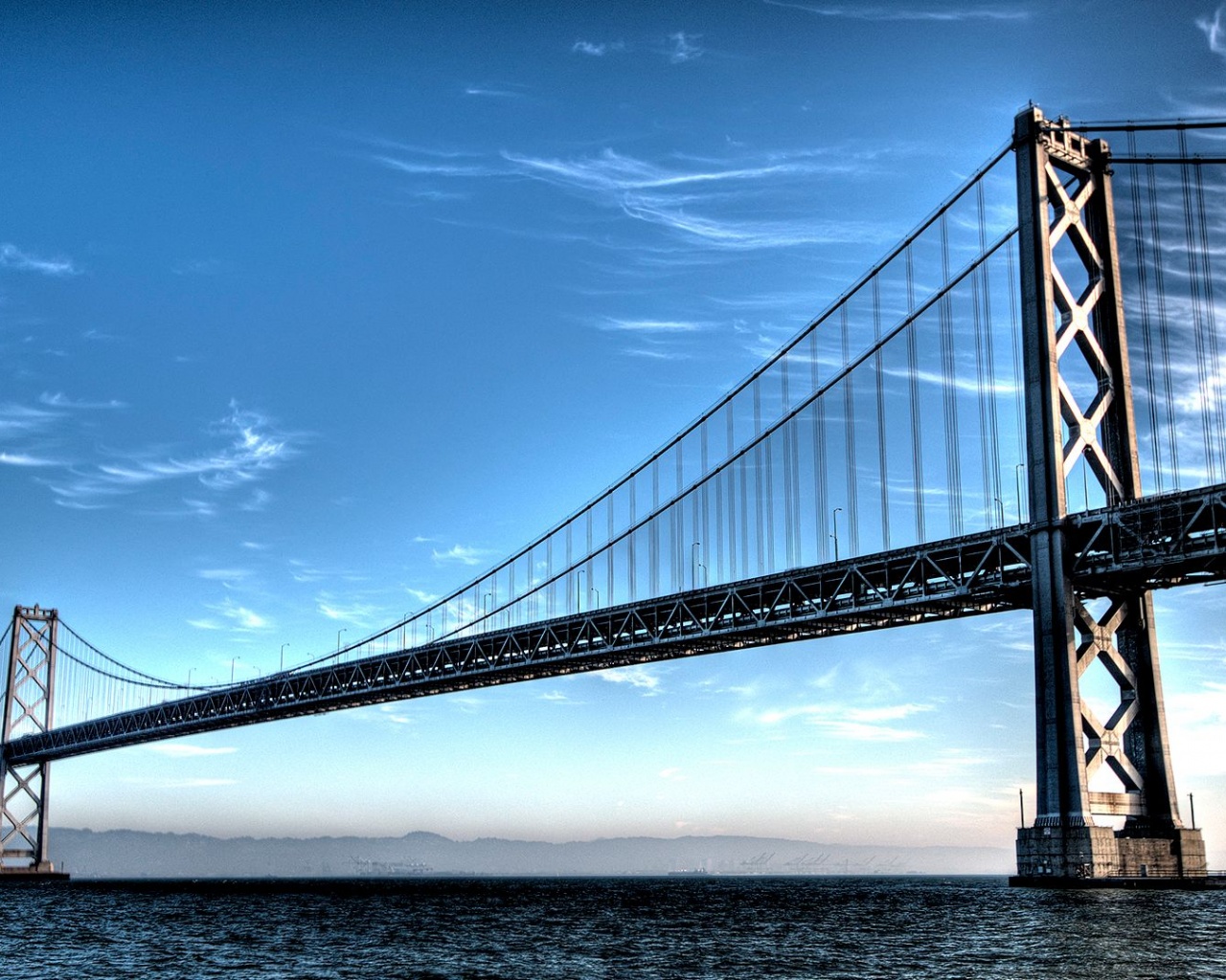 Bridge Water Mountains Sky