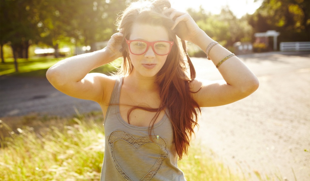 Brunette Glasses Smile Sunshine