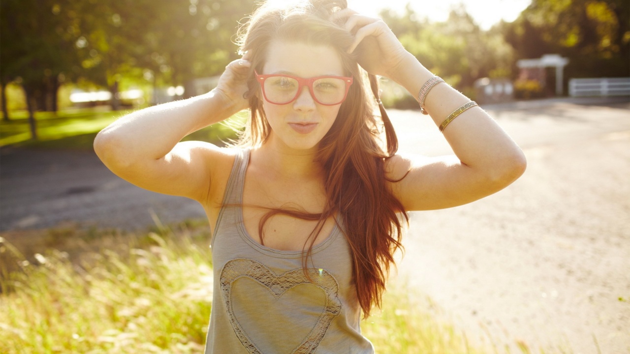 Brunette Glasses Smile Sunshine