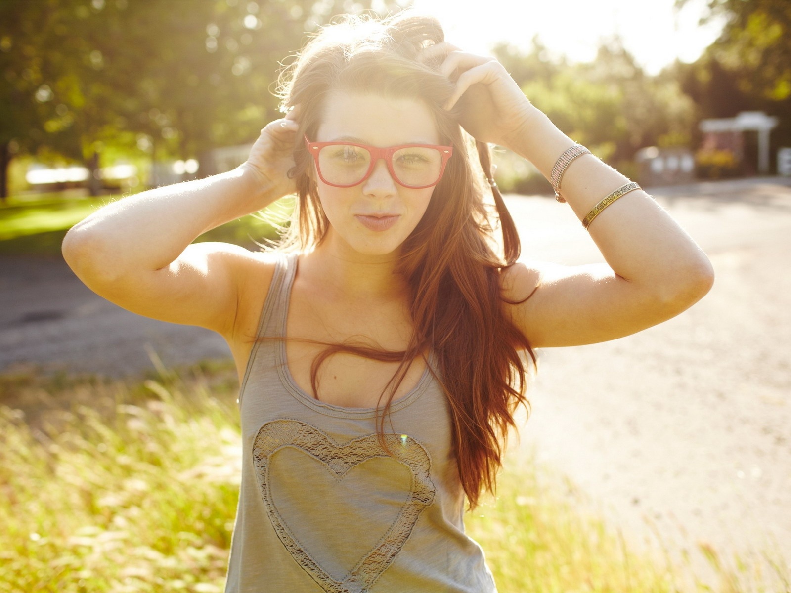 Brunette Glasses Smile Sunshine