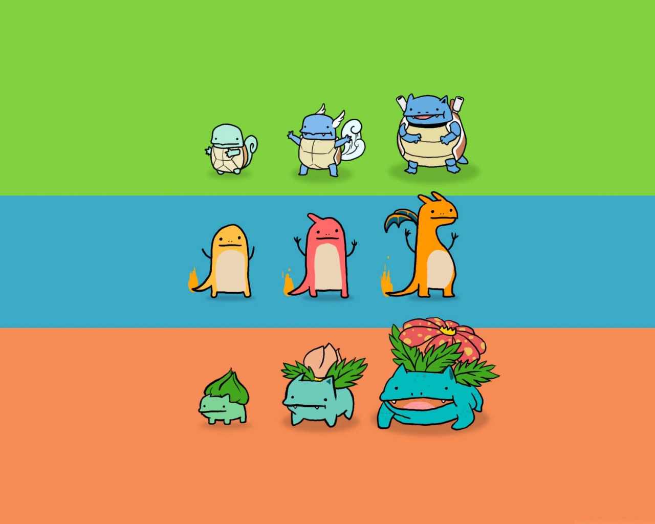 Bulbasaur Charmander And Squirtle