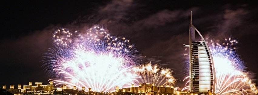 Burj Al Arab Night Lights Fireworks Dubai Uae United Arab