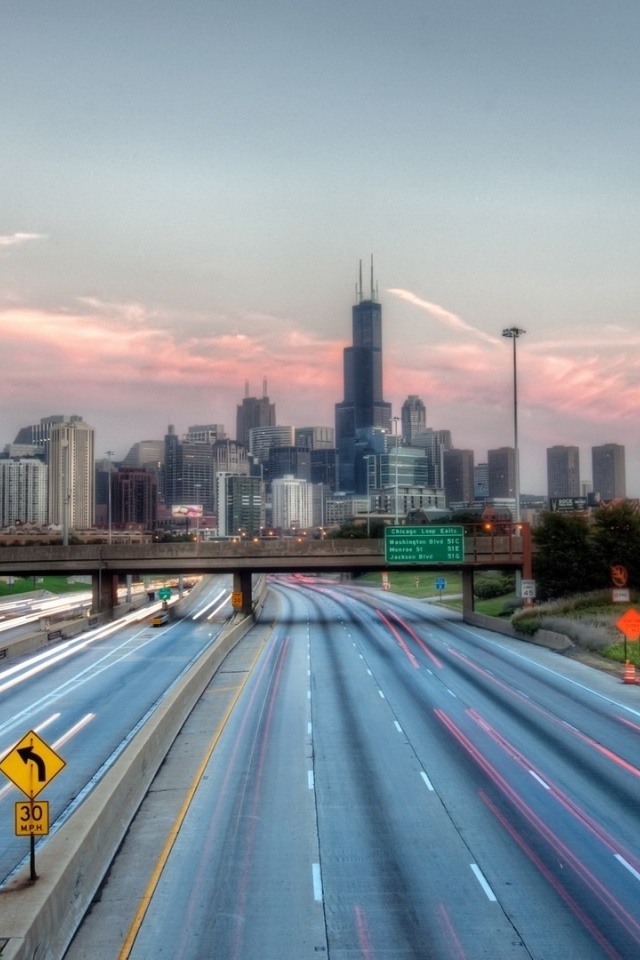 Chicago Usa Highway Road City Landscape