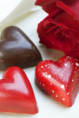 Chocolate Hearts And Rose