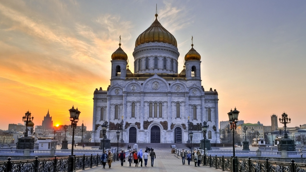 Christ Savior Cathedral Moscow White Stone Building Russia City Landscape