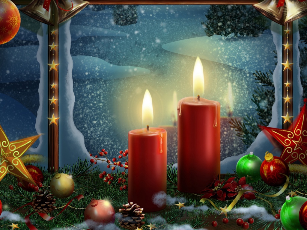 Christmas Candles And Ornaments