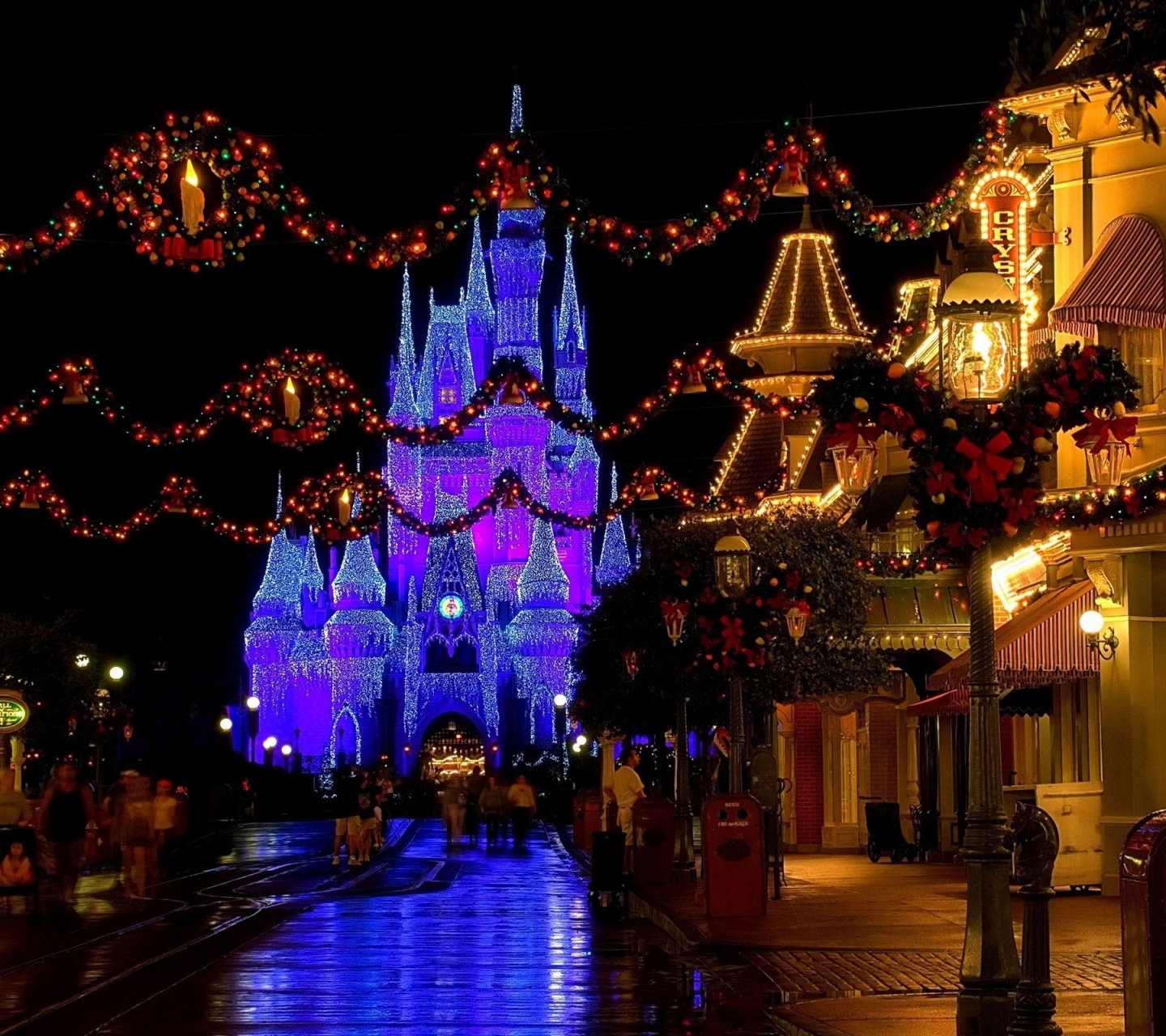 Christmas Castle Disneyland Cinderella Castle Florida Usa