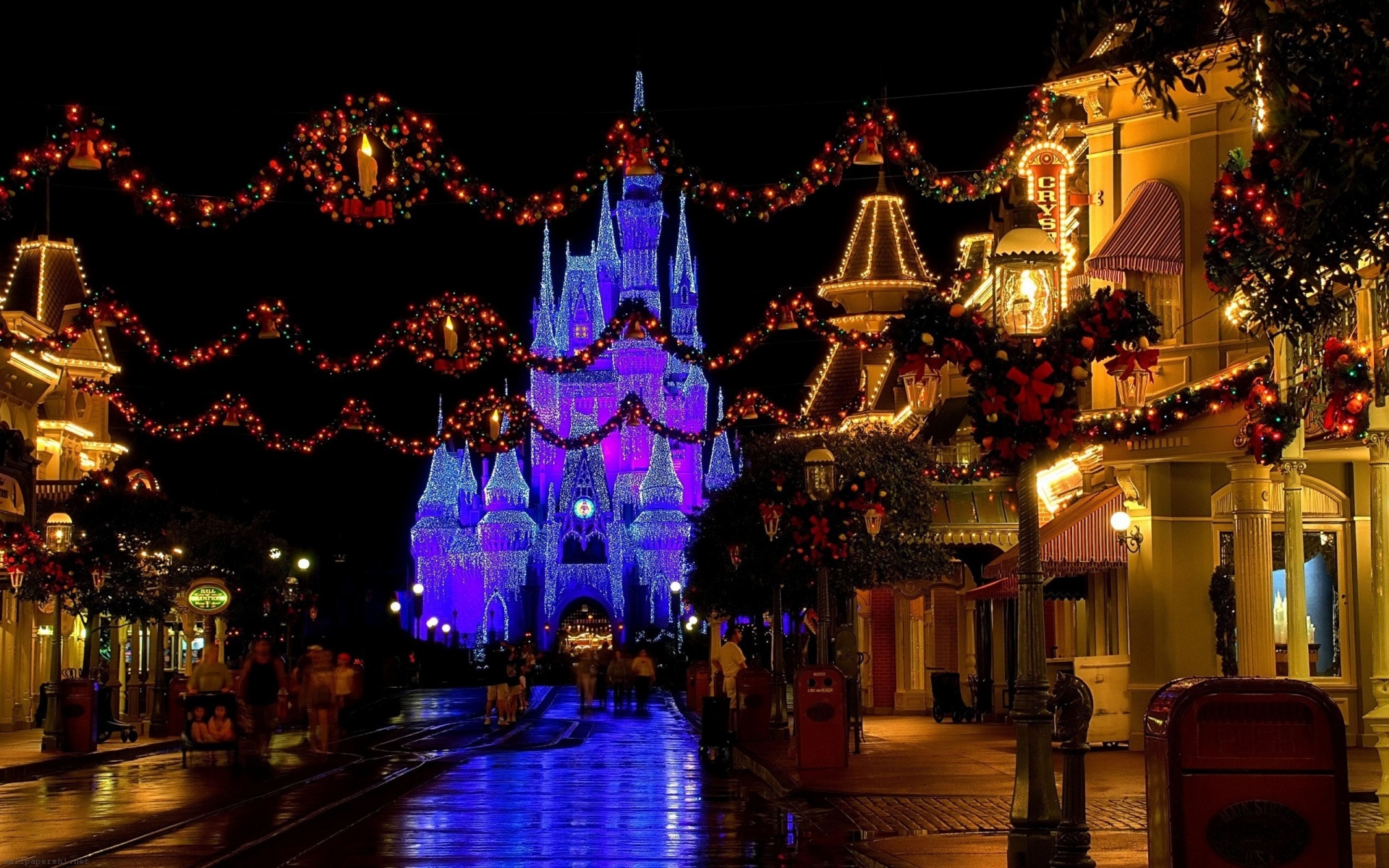 Christmas Castle Disneyland Cinderella Castle Florida Usa