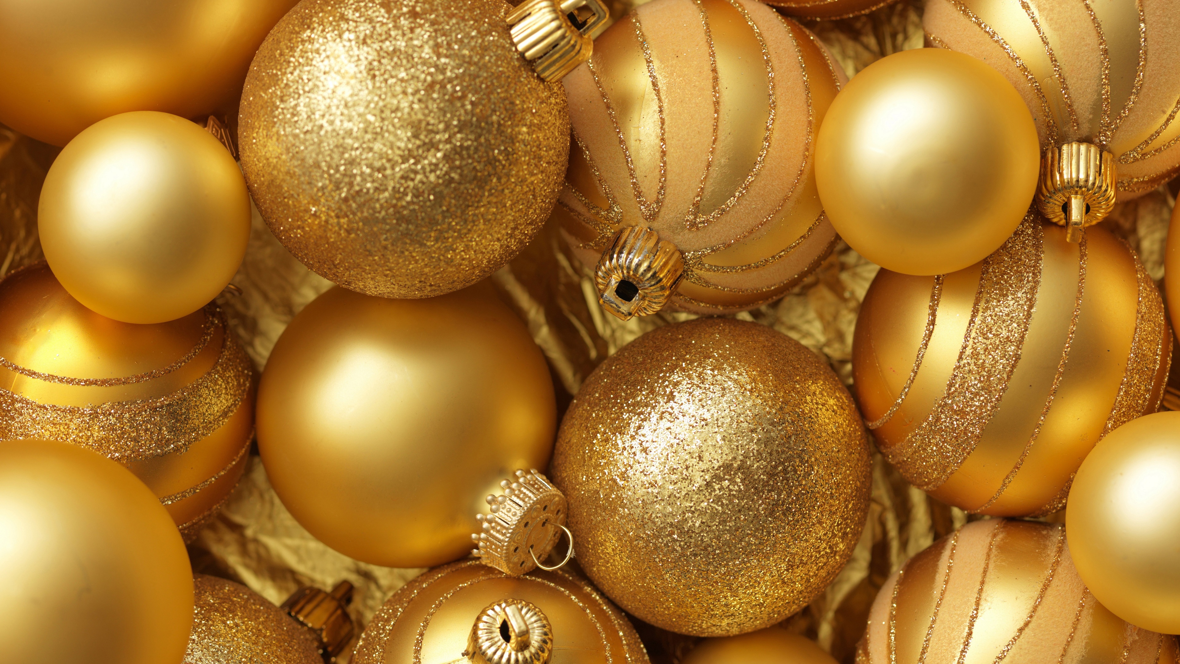 Christmas New Year Balls Gold Color