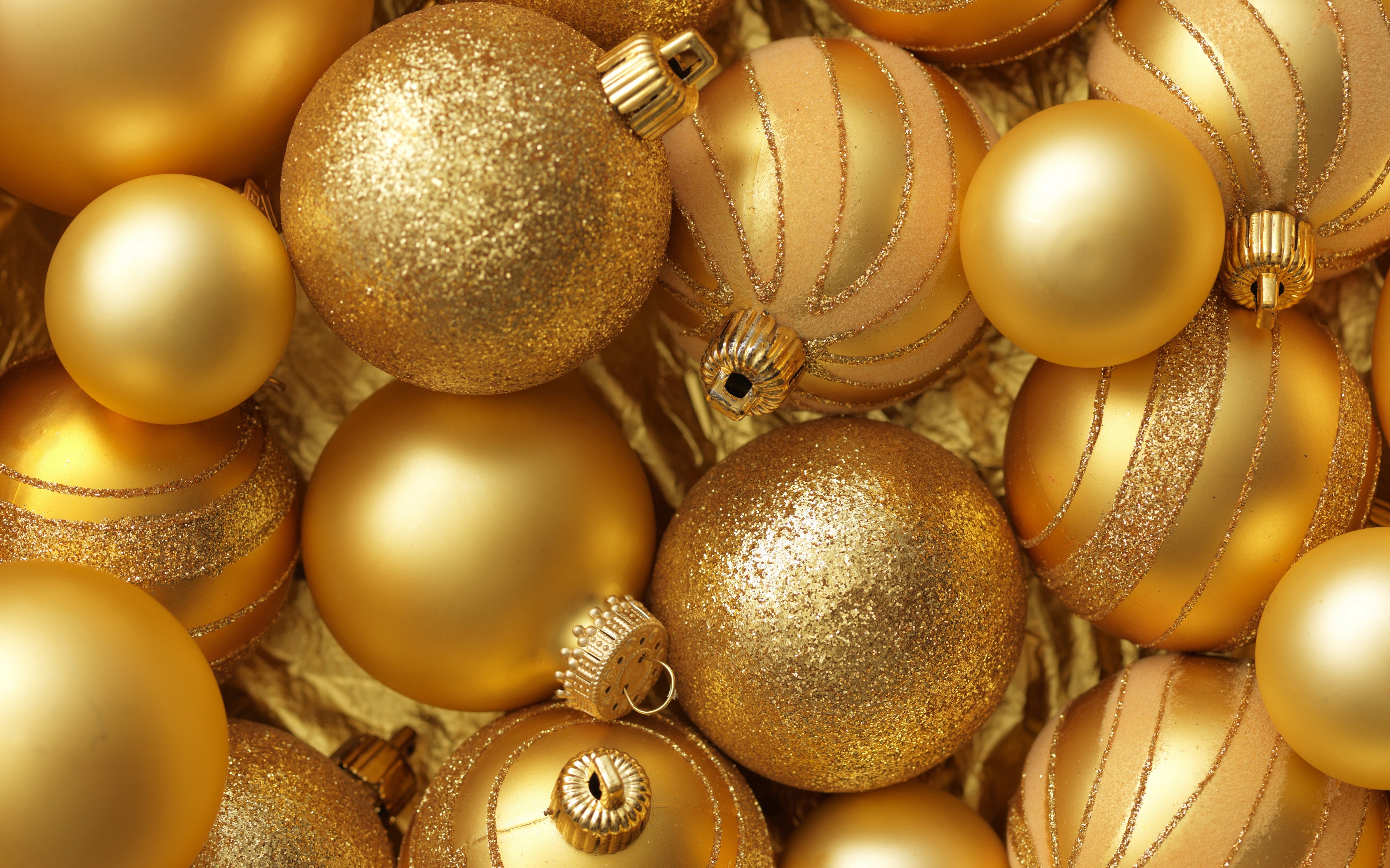 Christmas New Year Balls Gold Color