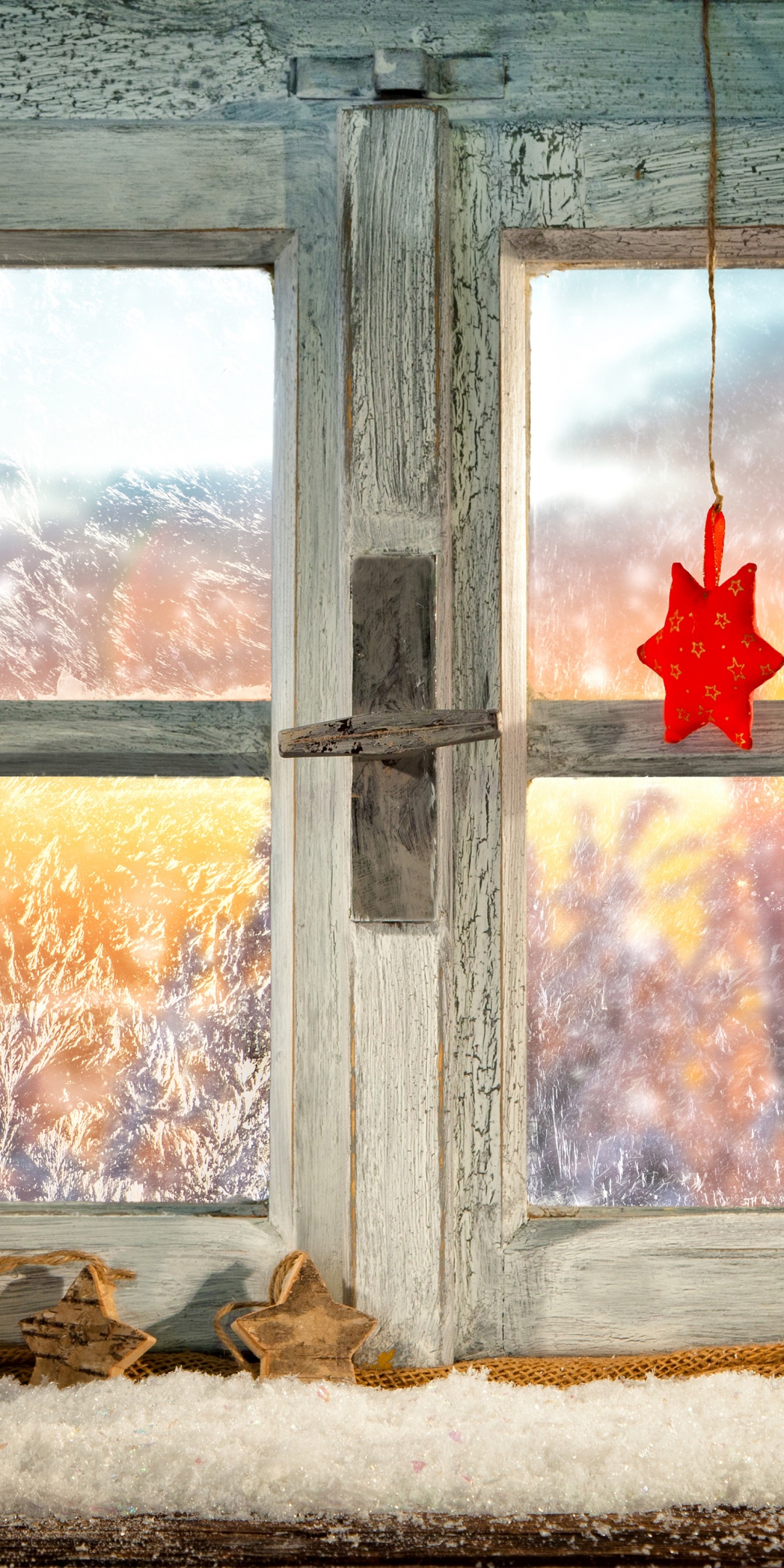 Christmas New Year Candles Window