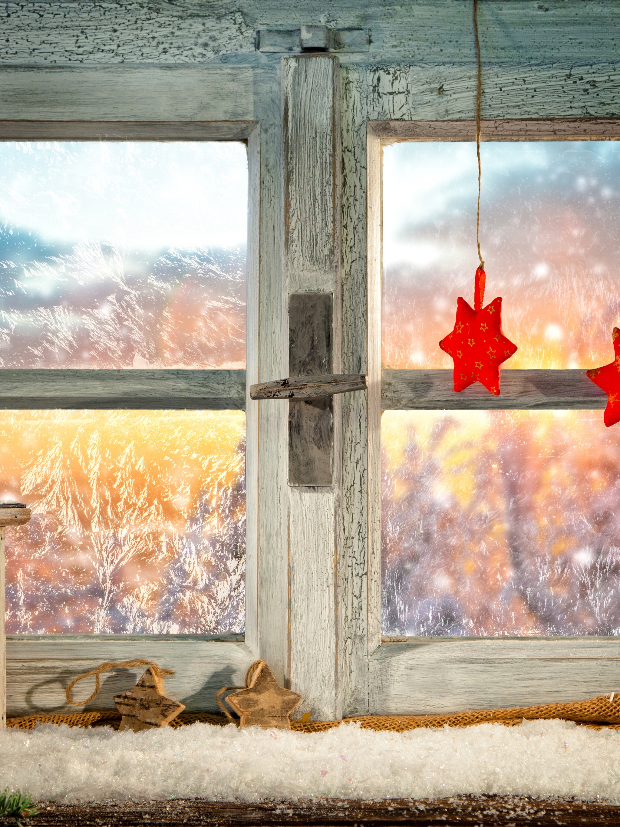 Christmas New Year Candles Window