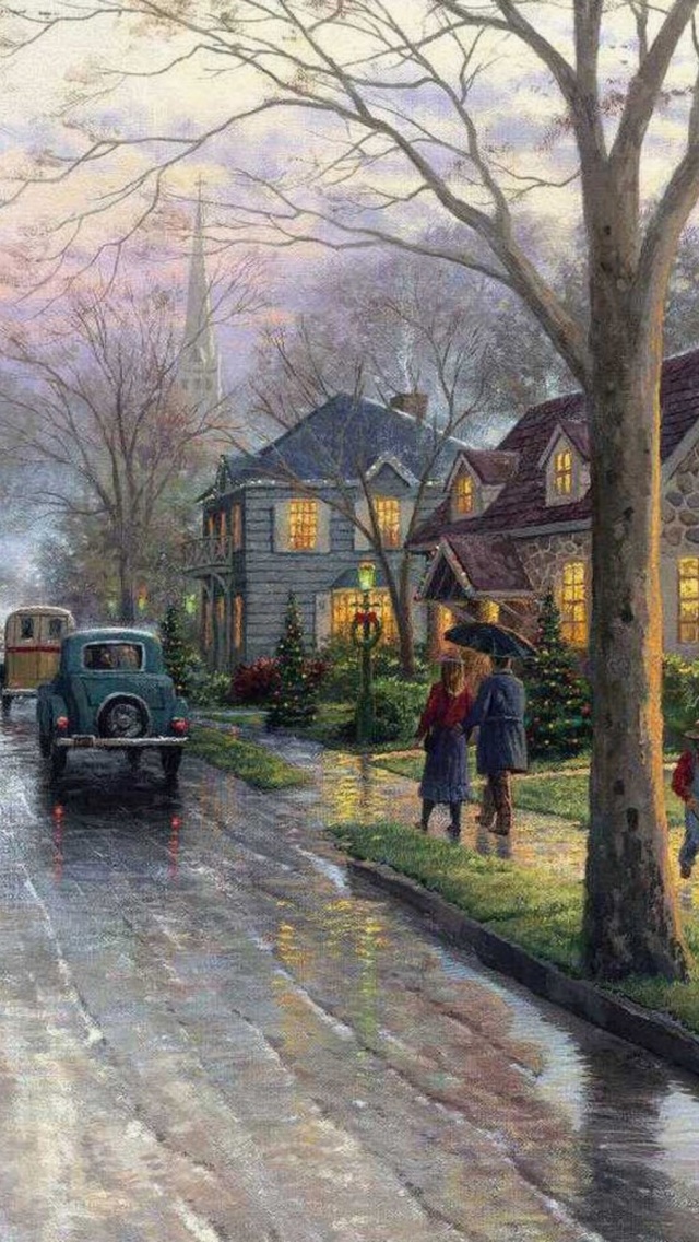 Christmas Retro Street Painting