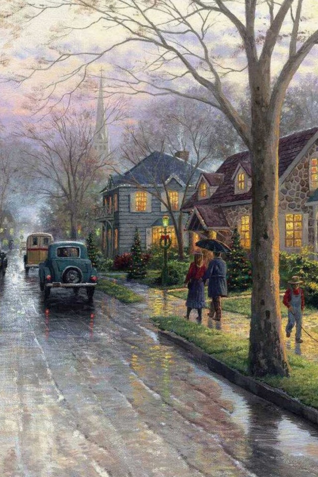 Christmas Retro Street Painting