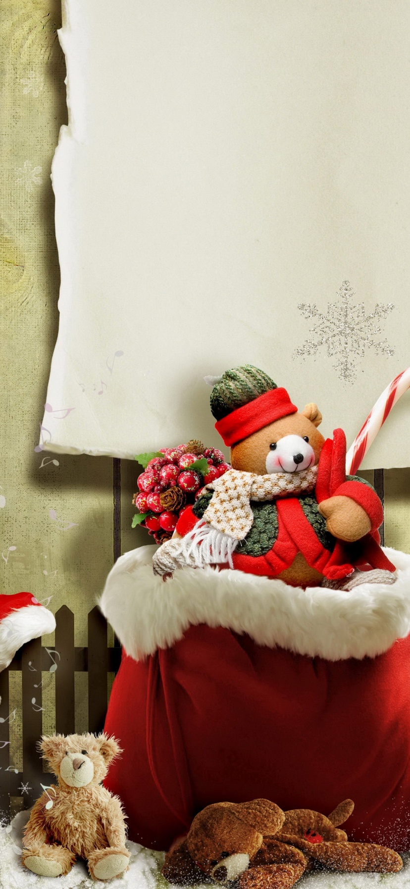 Christmas Teddy Bear Snowflakes