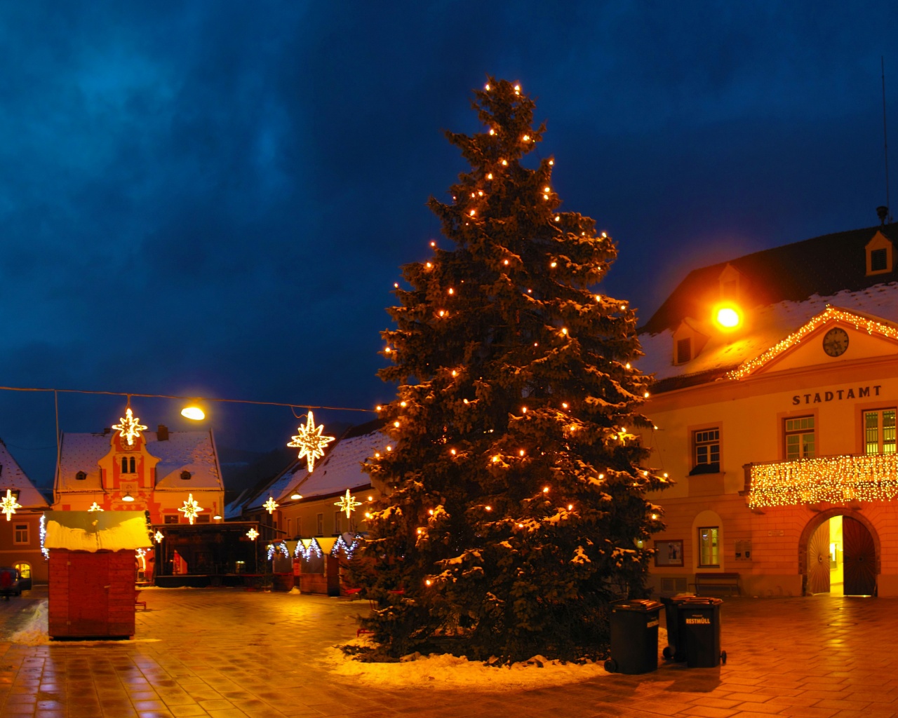 Christmas Tree On Street In Austria