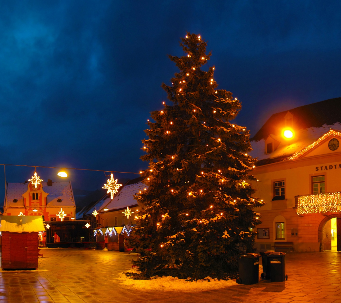 Christmas Tree On Street In Austria