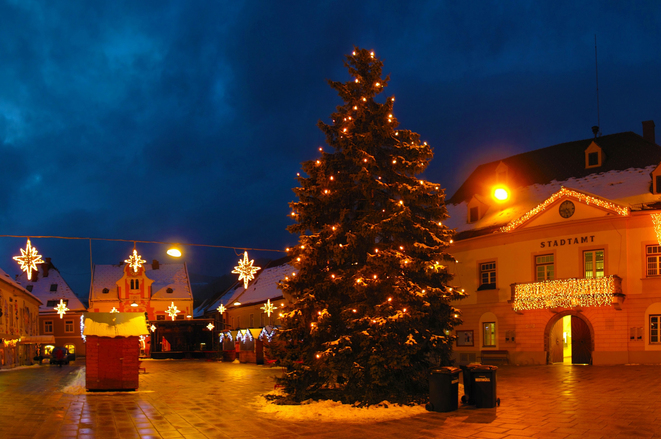 Christmas Tree On Street In Austria