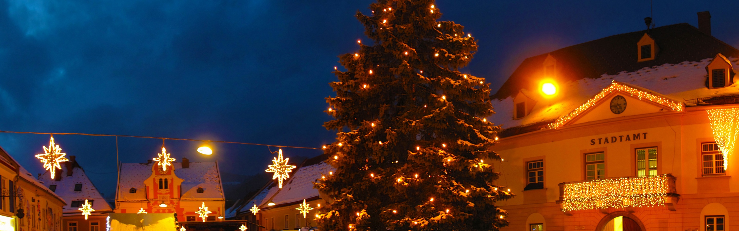 Christmas Tree On Street In Austria