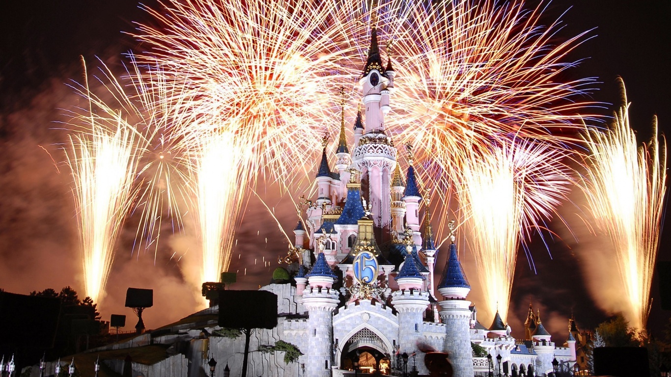 Cinderella Castle Disneyland Fireworks Paris France