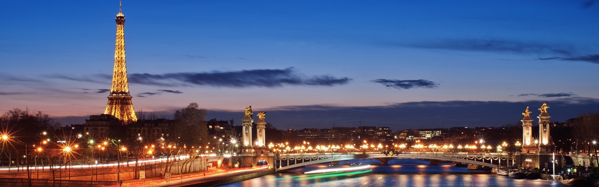 City River Evening Lights Paris France