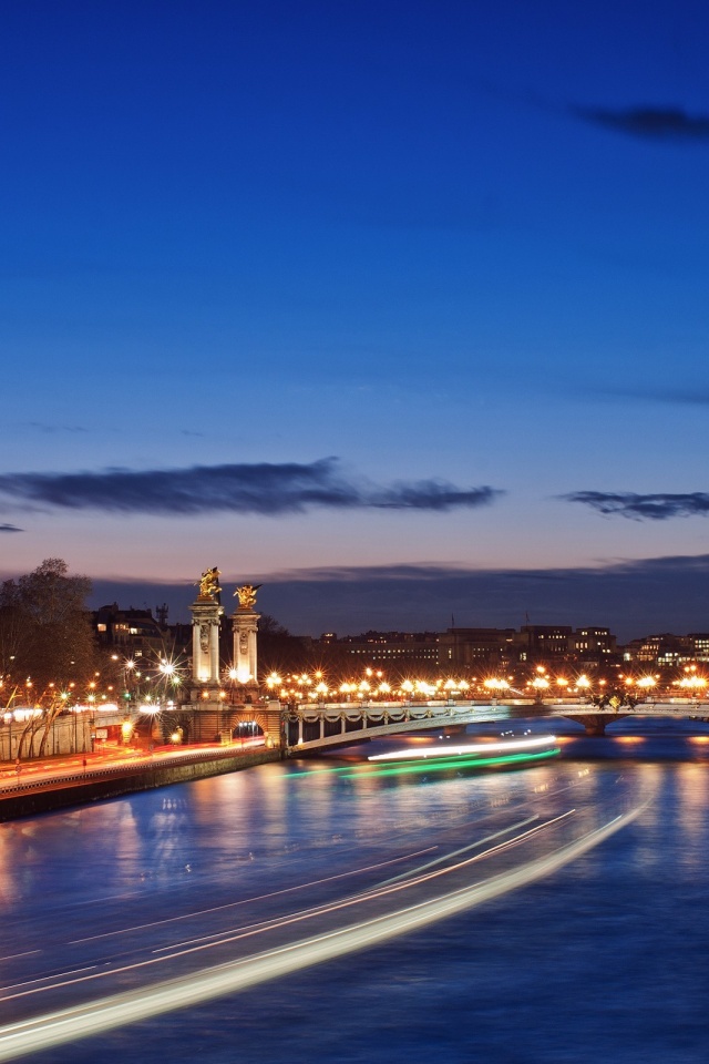 City River Evening Lights Paris France