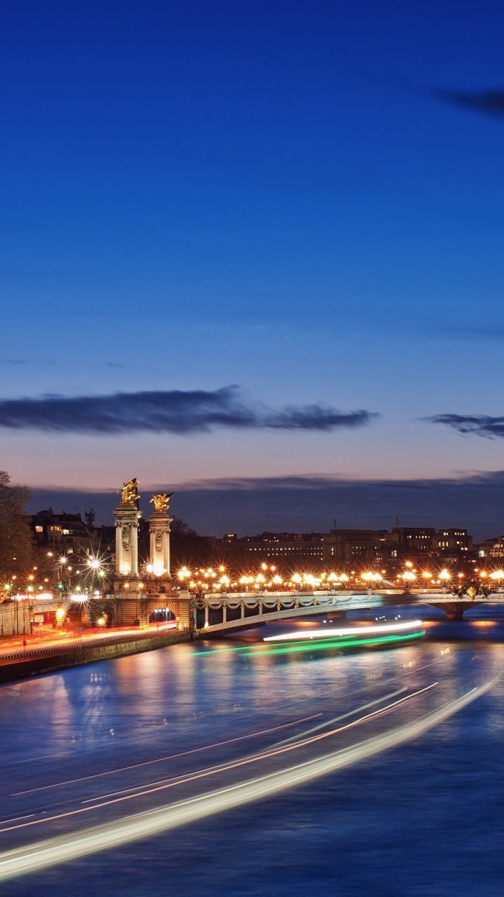 City River Evening Lights Paris France