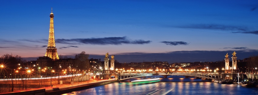 City River Evening Lights Paris France