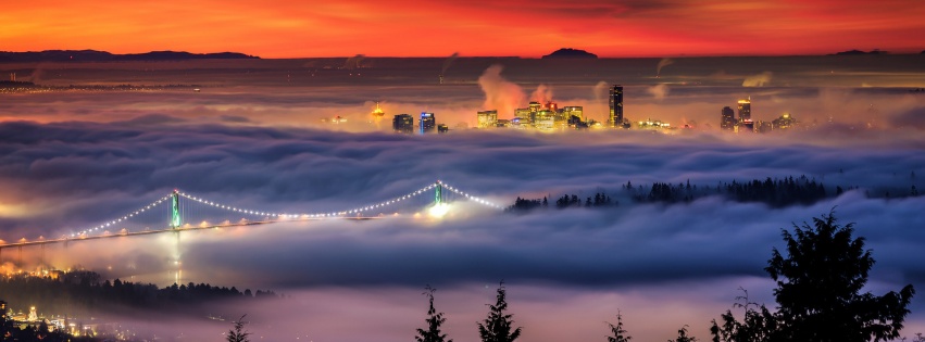 City Vancouver Covered In Fog