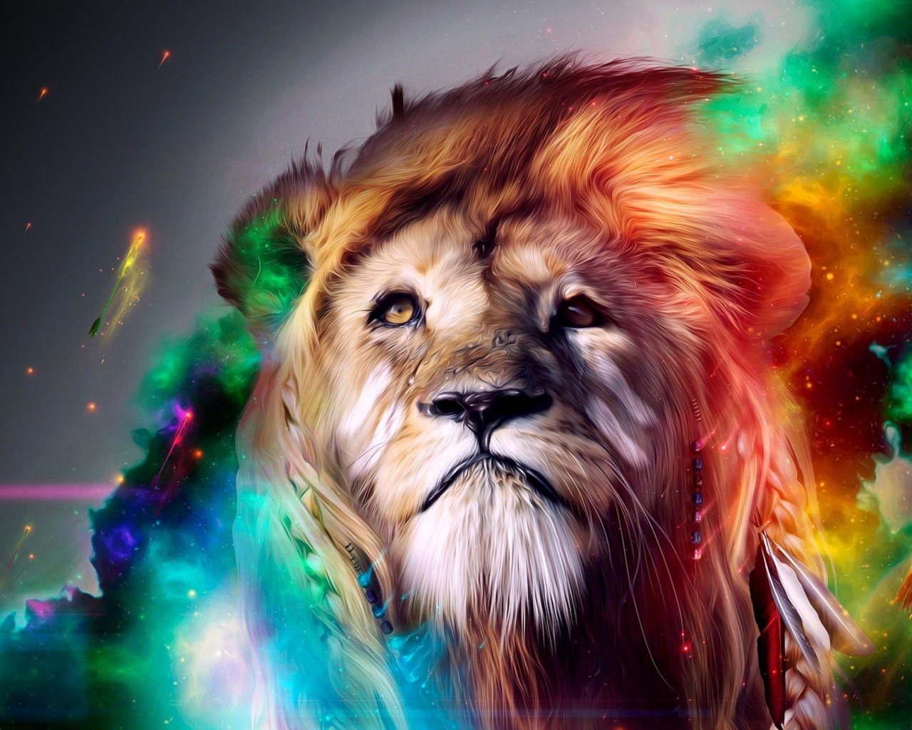 Colorful Abstract Art Lion