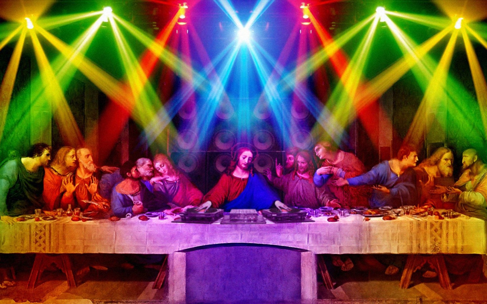 Colorful Funny Djs Last Rainbows Jesus Christ Scenes Sacreligious