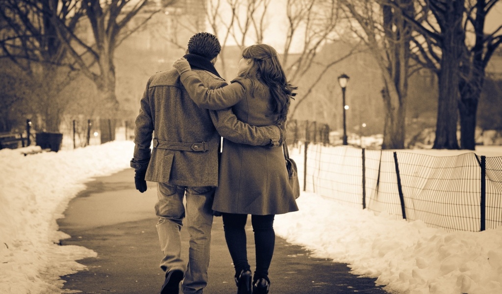 Couple In Park Valentines Day