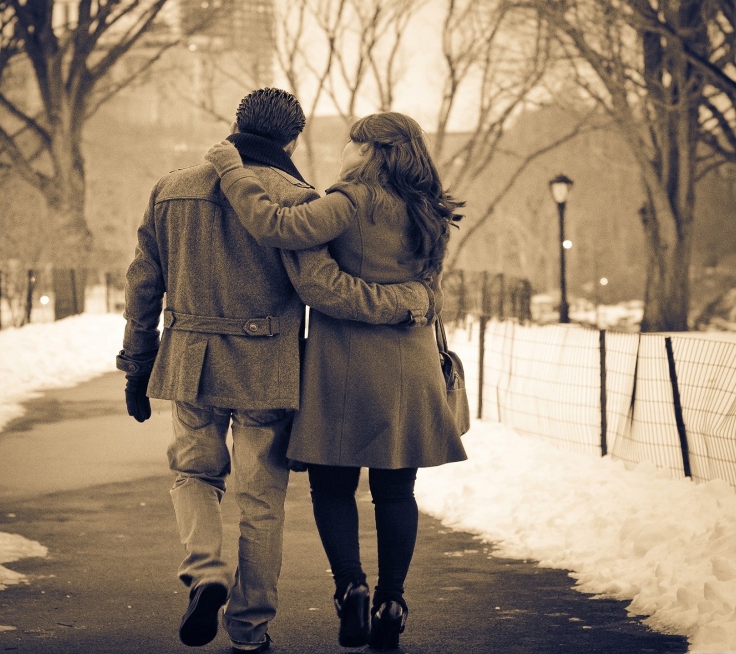 Couple In Park Valentines Day