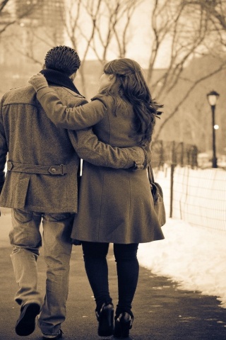 Couple In Park Valentines Day