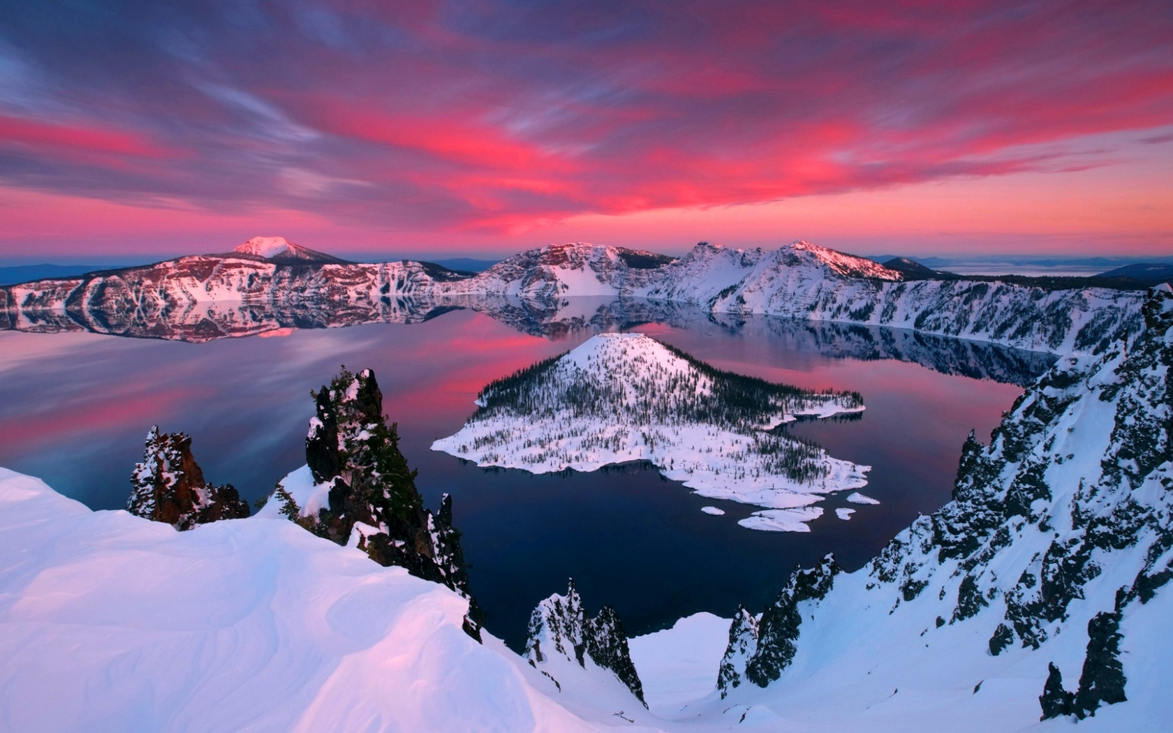 Crater Lake In Winter