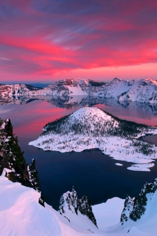 Crater Lake In Winter