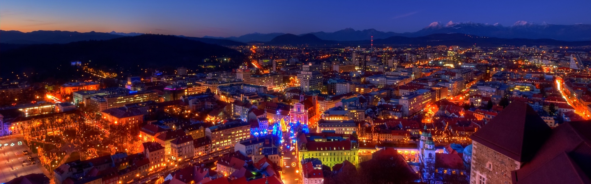 Dusk Evening Lights House Castle Mountain Alps Christmas Slovenia